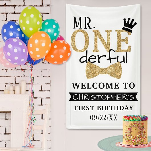 de heer ONEderful 1st Birthday Welcome Spandoek