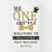 de heer ONEderful 1st Birthday Welcome Spandoek (Verticaal)