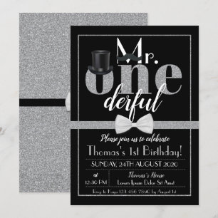 De heer Onederful Birthday Invitation Black & Whit Kaart