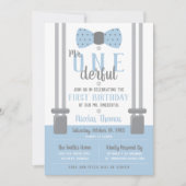 de heer ONEderful Birthday Invitation, Blue, Grey Kaart (Voorkant)