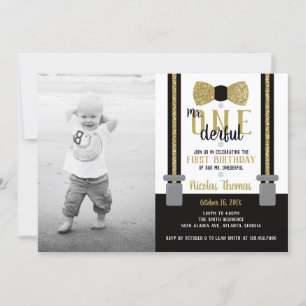 de heer ONEderful Birthday Party Invitation Kaart