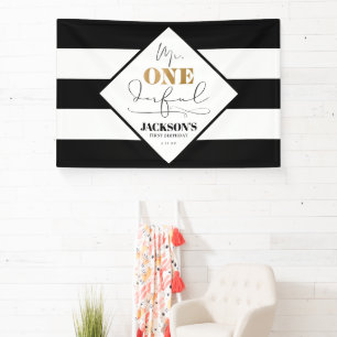 de heer Onederful Black en White Striped Banner
