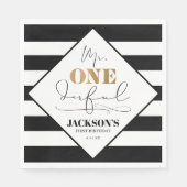 de heer Onederful Black en White Striped Paper Nap Servet (Voorkant)