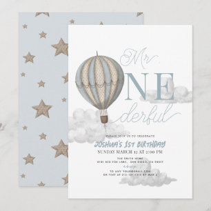 De heer Onederful Blauwe Hete Luchtballon 1e Verja Kaart