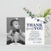 De heer Onederful Blue en Silver First Birthday Fo Bedankkaart (Staand voorkant)