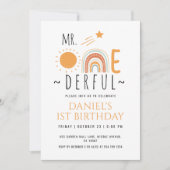 de heer Onederful Boho Rainbow First Birthday Boy Kaart (Voorkant)