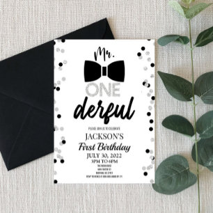 de heer ONEderful Bowtie 1st First Birthday Party Kaart