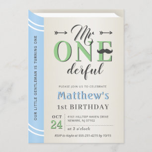 de heer Onederful Boy First 1st Birthday Storybook Kaart