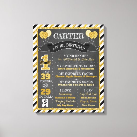 de heer ONEderful Chalkboard Poster | Eerste verja Canvas Afdruk (Voorkant)