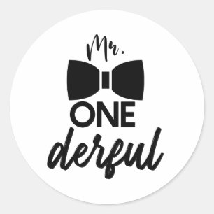 de heer ONEderful de heer Wonderful First 1st Birt Ronde Sticker