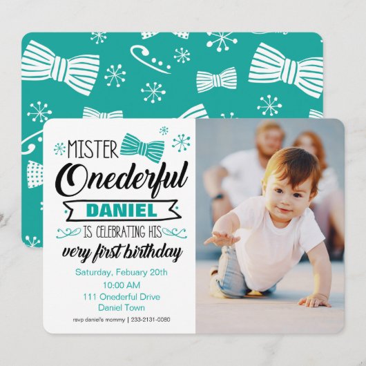 de heer Onederful Invitation Kaart (Voorkant / Achterkant)