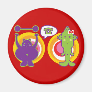 De heer Paars & Miss Green Cute Cartoon Character Magneet