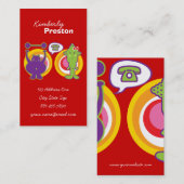 De heer Paars & Miss Green Cute Cartoon Character Visitekaartje (Voorkant / Achterkant)