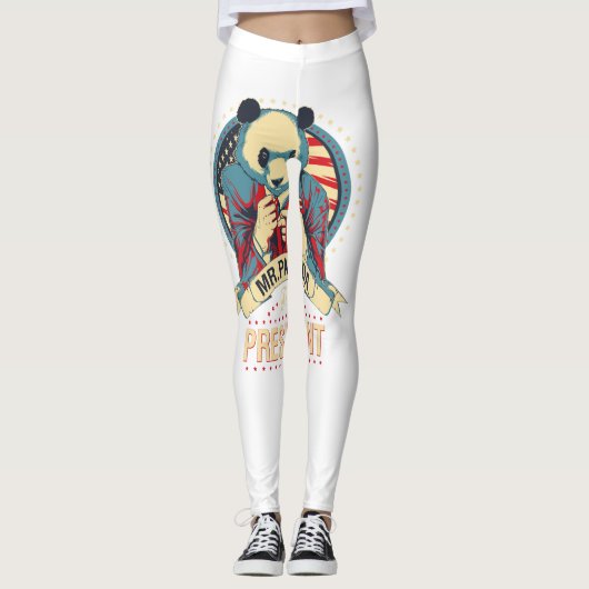 de heer panda voor president leggings (Voorkant)
