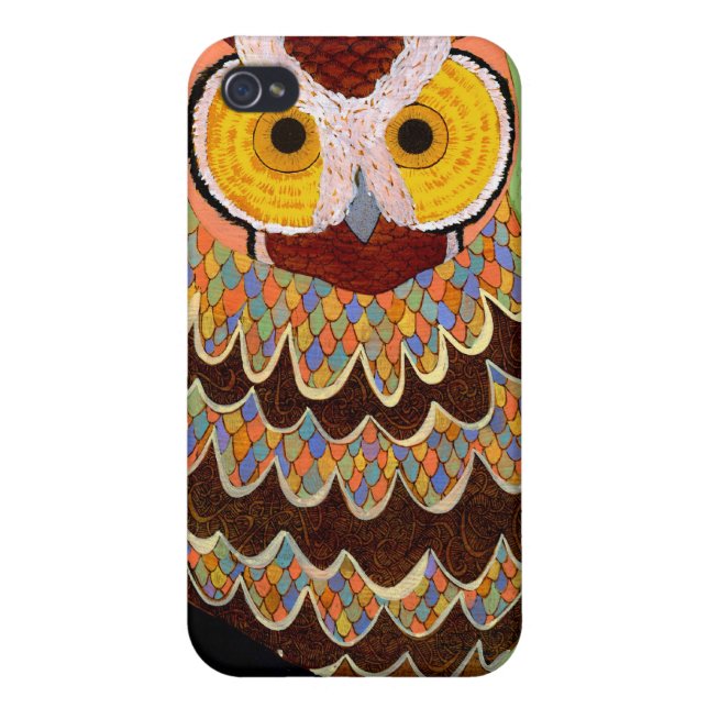 de heer Pattern Owl iphone 4 Hoesje (Achterkant)