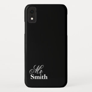 de heer Personalized Name Black White iPhone XR Hoesje