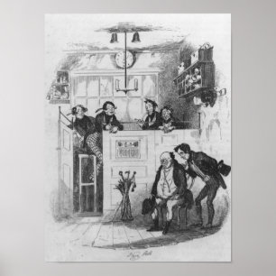 De heer Pickwick en Sam in de kantoor van de advoc Poster