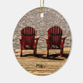 de heer Red Adirondack Beach Chairs Rustic Keramisch Ornament (Links)
