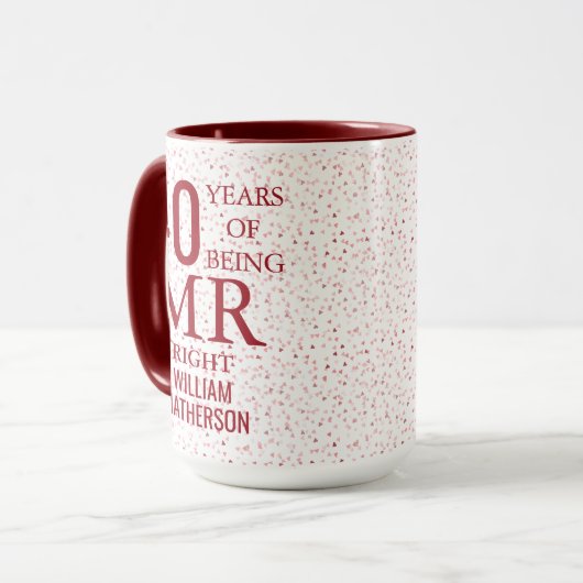 de heer Right Fun 40th Jubileum Ruby Hearts Mok (Voorkant links)