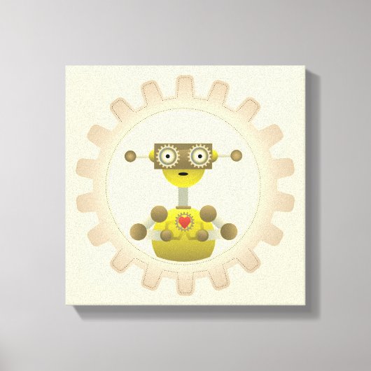 de heer Robot met steampunk Gear Heart Canvas Prin Afdruk (Voorkant)