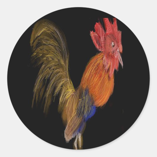De heer Rooster Ronde Sticker (Voorkant)