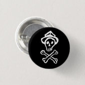 De heer Skullington - Night Black Ronde Button 3,2 Cm (Voorkant /achterkant)