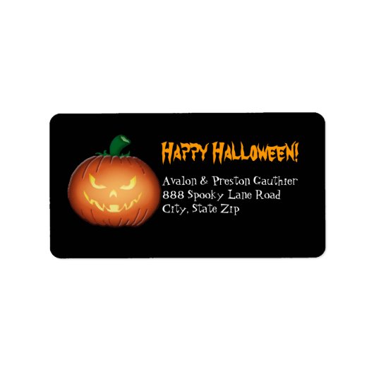 de heer Spooky Jack O Lantern Halloween Adresetike Etiket (Voorkant)