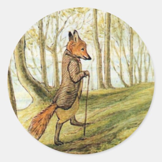 De heer Tod in het bos - Beatrix Potter Ronde Sticker (Voorkant)