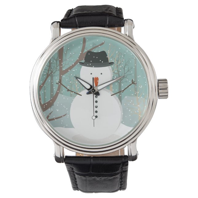 de heer Winter Snowman Horloge (Voorkant)