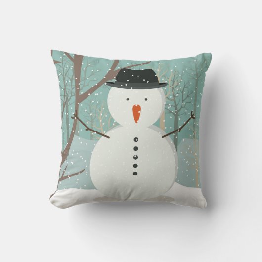 de heer Winter Snowman Pillow Kussen (Voorkant)