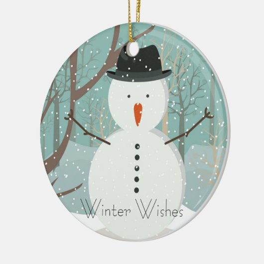 de heer Winter Wish Snowman Ornament Round (Links)