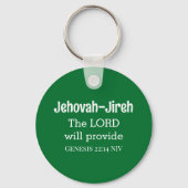 De Heer zal de Bijbel Verse Dark Green Sleutelhanger (Achterkant)