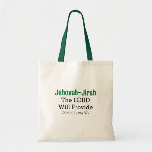 De Heer zal de Bijbel Verse Dark Green Tote Bag