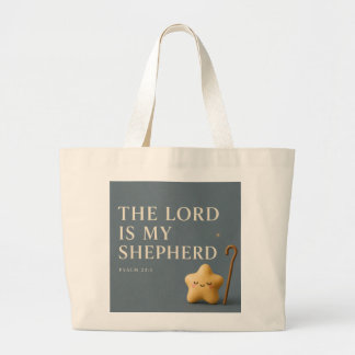 De Heere Is Mijn Herder | Psalm 23:1 Blauw Grijs Grote Tote Bag