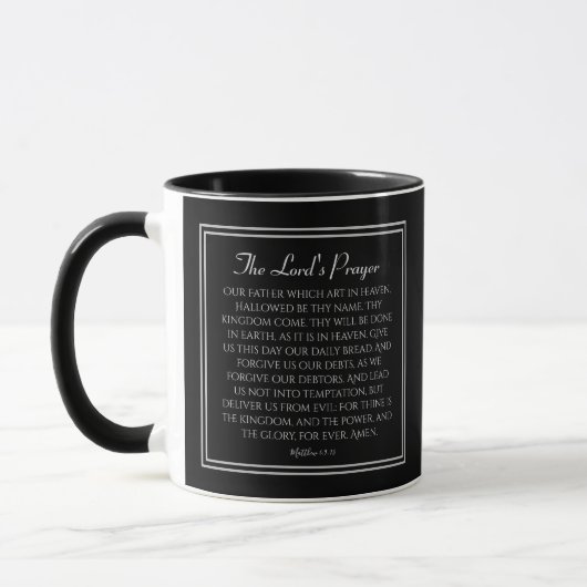 De Heer's gebed Matthew 6 Black en White Mok (Links)