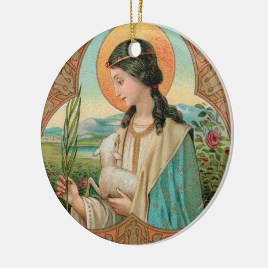 De heilige Agnes van Rome (BK 006) Keramisch Ornament (Links)