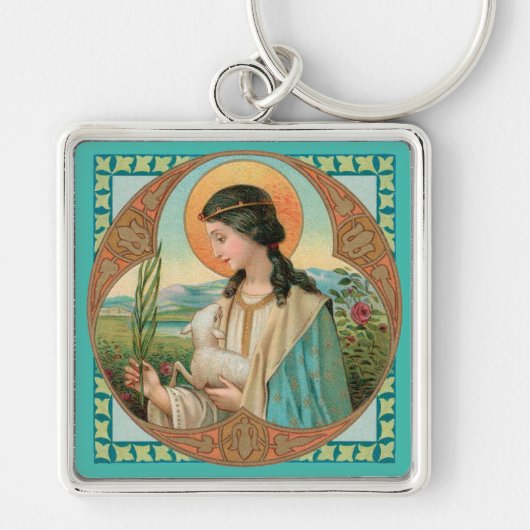 De heilige Agnes van Rome (BK 006) Sleutelhanger (Voorkant)