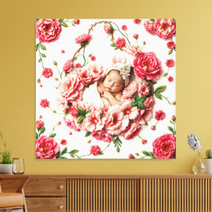 De heilige bloei van januari - Baby Girl Portrait Canvas Afdruk