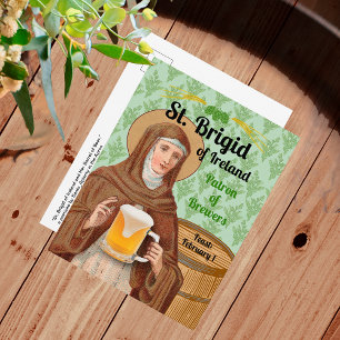 De heilige Brigid van Ierland en haar biervat Briefkaart
