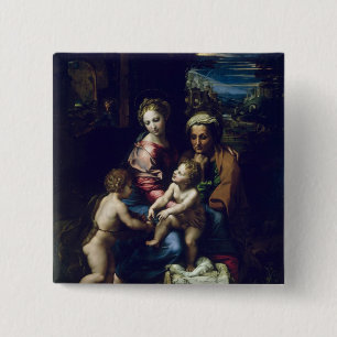 De Heilige Familie c.1518 Vierkante Button 5,1 Cm