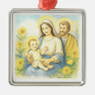 De Heilige Familie - Geboorte Metalen Ornament