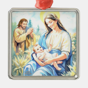De Heilige Familie - Geboorte Metalen Ornament