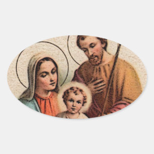 De Heilige Familie - Jezus, Mary en Joseph Ovale Sticker