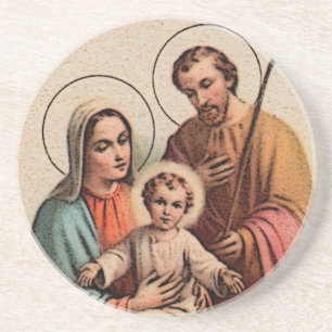 De Heilige Familie - Jezus, Mary en Joseph Zandsteen Onderzetter