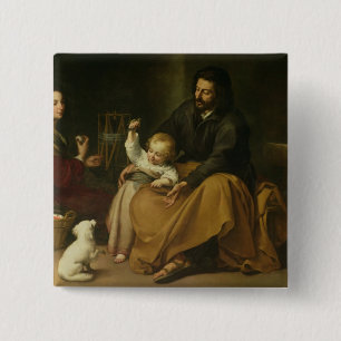 De Heilige Familie met de Little Bird, c.1650 Vierkante Button 5,1 Cm
