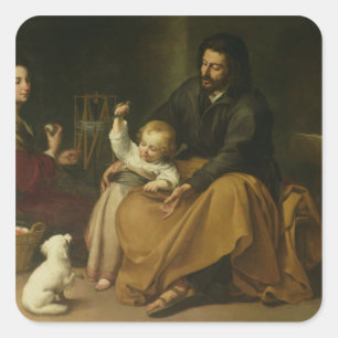 De Heilige Familie met de Little Bird, c.1650 Vierkante Sticker