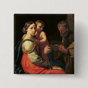 De Heilige Familie (olie op canvas) 2 Vierkante Button 5,1 Cm