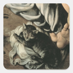 De Heilige Familie rond een Vuur, c.1532-33 Vierkante Sticker