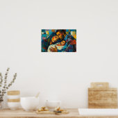 De Heilige Familie voor Kerstmis Poster (Keuken)