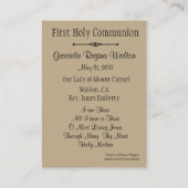 De Heilige Kaart herinnert de Eerste Heilige Commu Visitekaartje (Achterkant)
